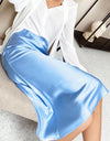 Silk Long Satin Skirt - Fashion Damsel