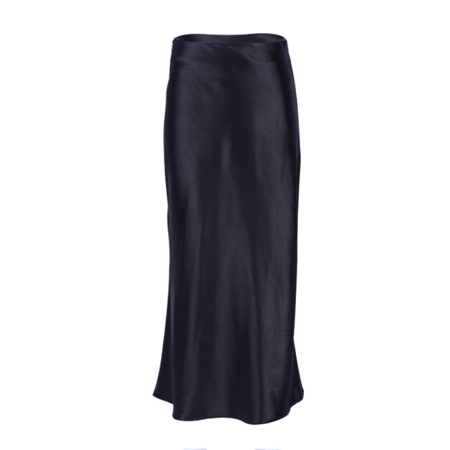 Silk Long Satin Skirt - Fashion Damsel