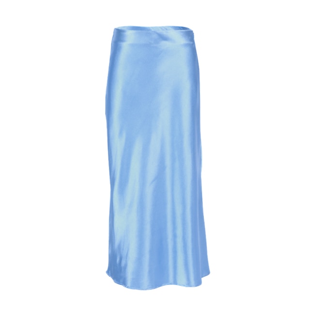 Silk Long Satin Skirt - Fashion Damsel