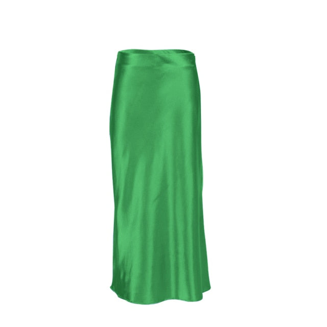 Silk Long Satin Skirt - Fashion Damsel