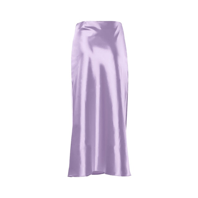 Silk Long Satin Skirt - Fashion Damsel