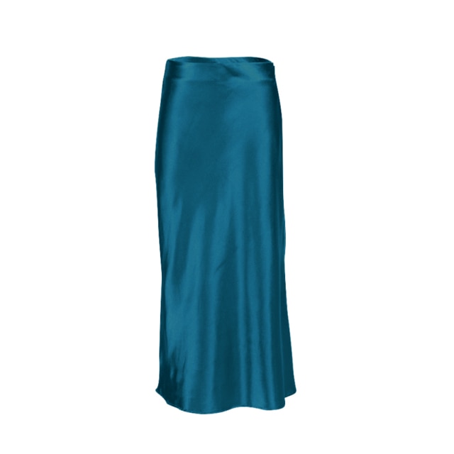 Silk Long Satin Skirt - Fashion Damsel