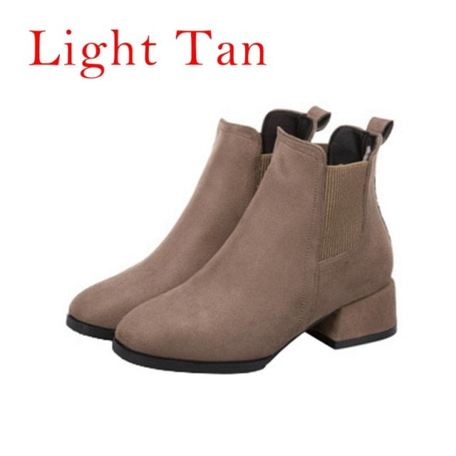 Suede Leather Ankle Boots - Fashion Damsel