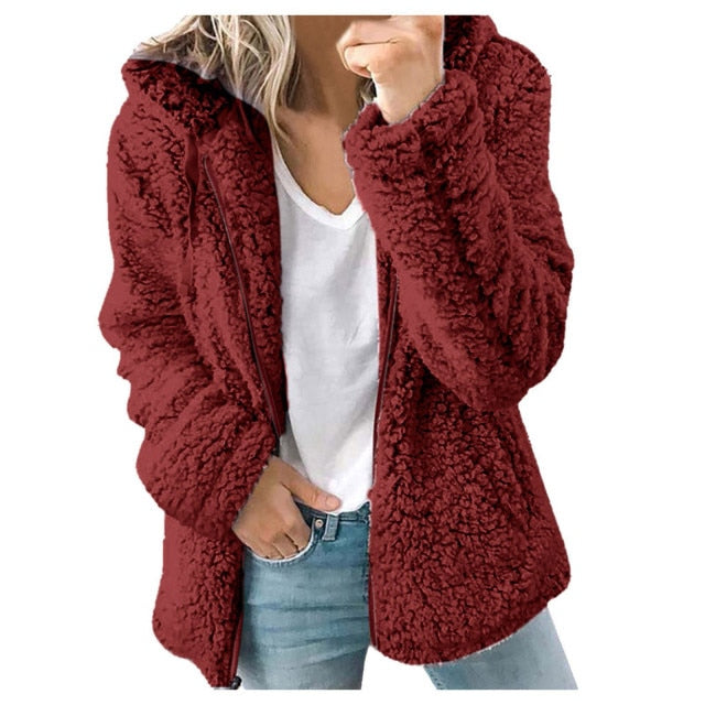 Soft Hooded Fleece Plush Warm Coat - Fashion Damsel