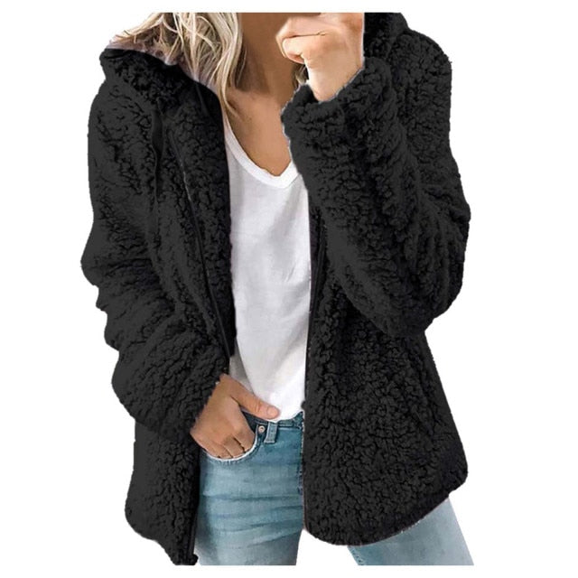Soft Hooded Fleece Plush Warm Coat - Fashion Damsel