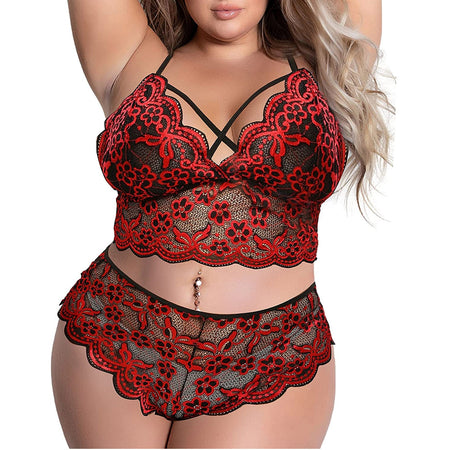 S-4XL Lace Bra Panties Lingerie Set