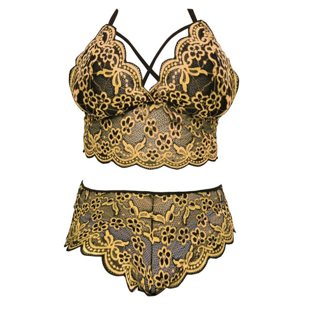 S-4XL Lace Bra Panties Lingerie Set
