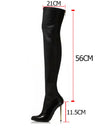 Leather Over The Knee Zipper Long Boots With Thin Heel - Fashion Damsel