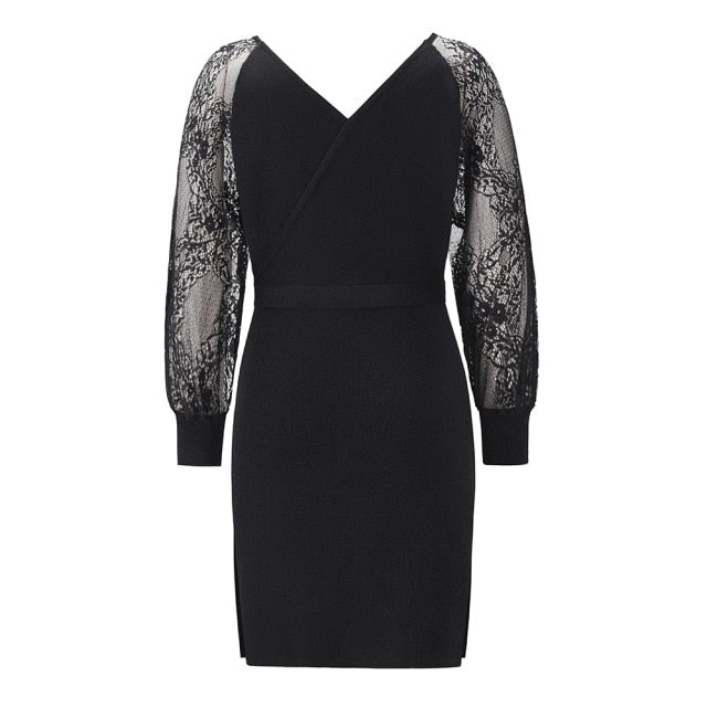 Knitted Autumn And Winter Long Sleeve Dress - Fashion Damsel