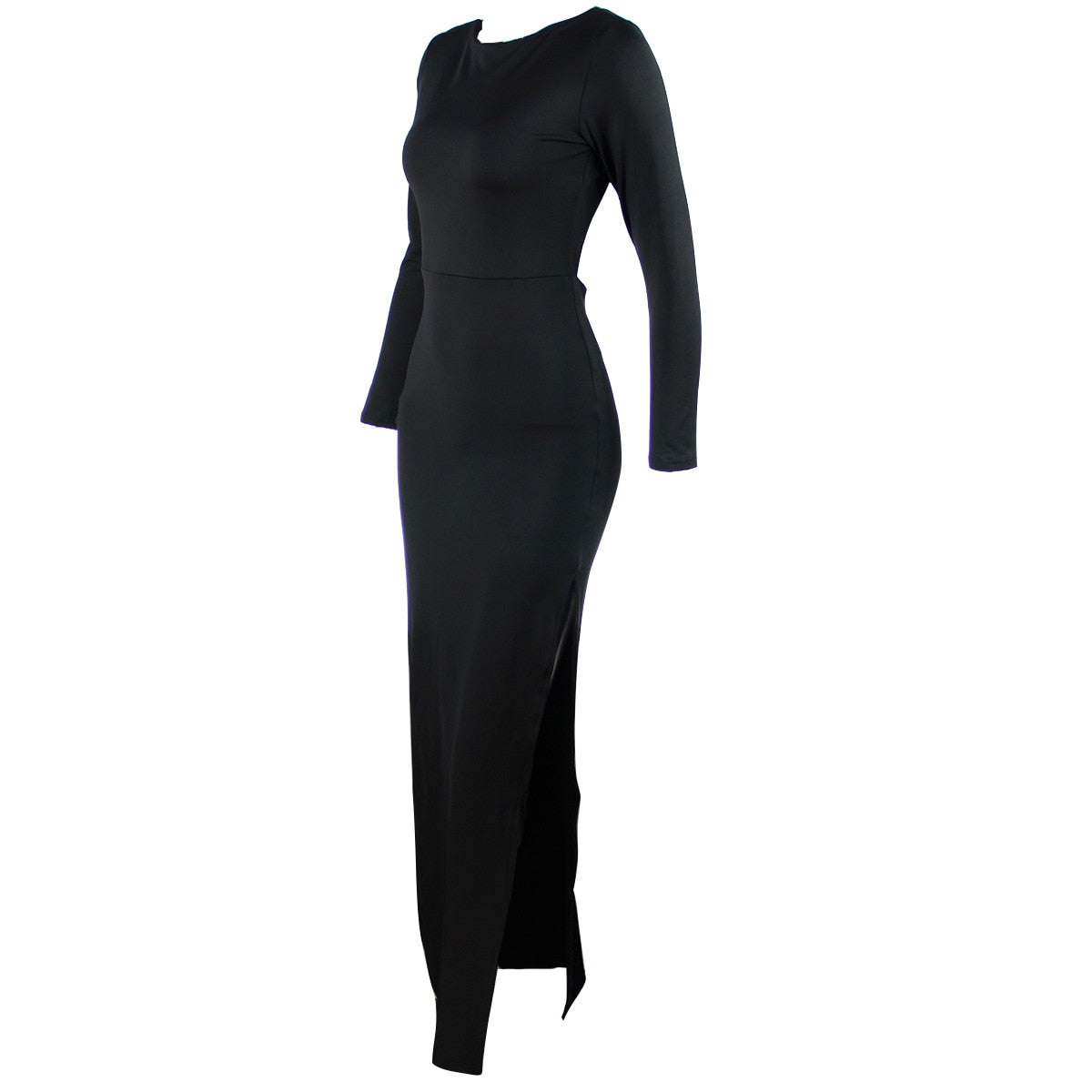 Sexy Halter Split Long-sleeved and Floor-length Dress - Fashion Damsel