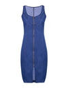 Zipper Denim Sleeveless Dress - Fashion Damsel