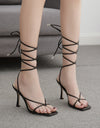 Cross strap square toe V shape heels - Fashion Damsel