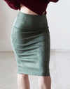 Suede Solid Color Pencil Skirt - Fashion Damsel