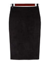 Suede Solid Color Pencil Skirt - Fashion Damsel