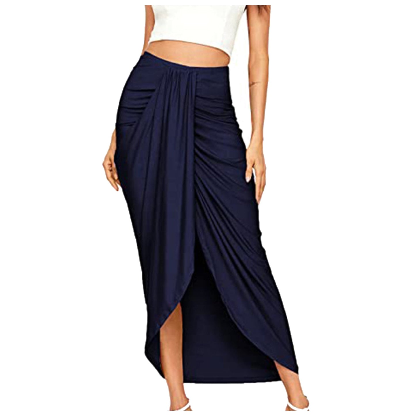 Autumn/Winter Split Wrap Asymmetric Draped Skirt - Fashion Damsel