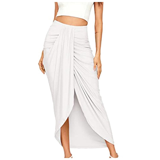 Autumn/Winter Split Wrap Asymmetric Draped Skirt - Fashion Damsel