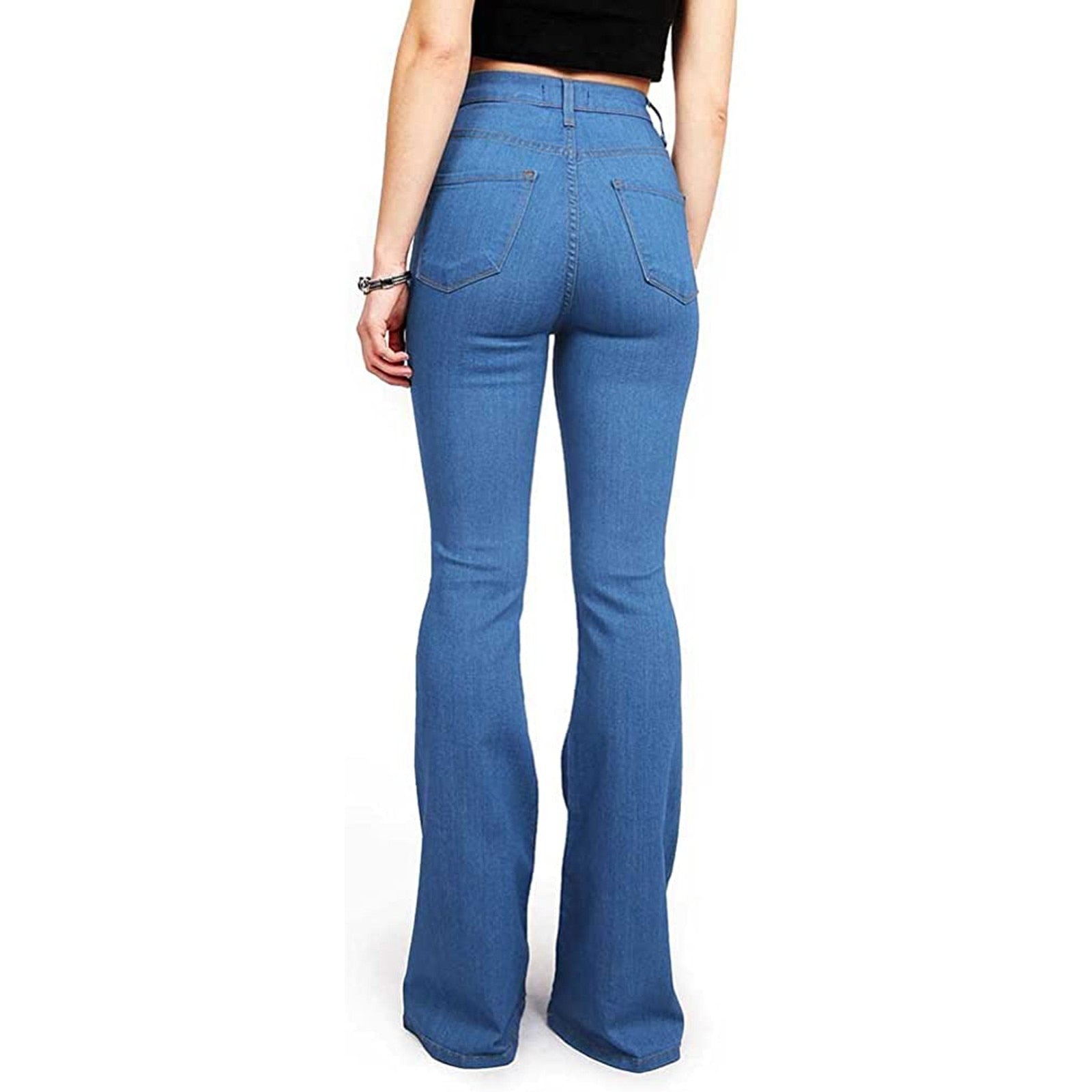 High Waist Wide Leg Stretch Flare Jeans - Fashion Damsel