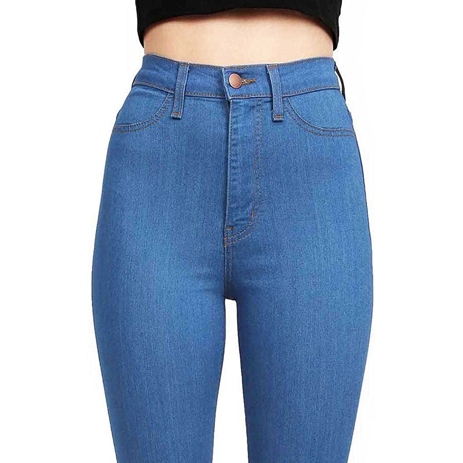 High Waist Wide Leg Stretch Flare Jeans - Fashion Damsel