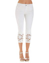 Casual Capri Lace Splicing Mid Waist Denim - Fashion Damsel
