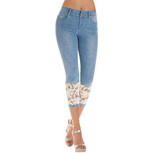 Load image into Gallery viewer, Casual Capri Lace Splicing Mid Waist Denim - Fashion Damsel
