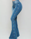 Side Stripe Winter Flare Denim Jeans - Fashion Damsel
