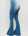 Side Stripe Winter Flare Denim Jeans - Fashion Damsel