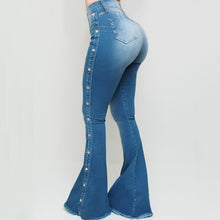 Load image into Gallery viewer, Side Stripe Winter Flare Denim Jeans - Fashion Damsel
