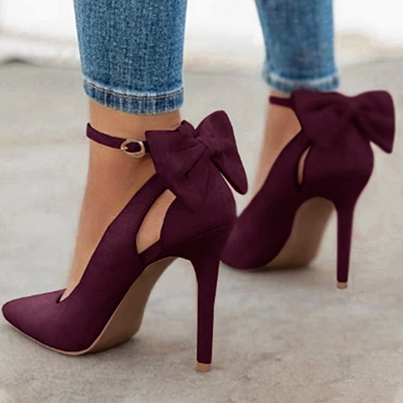 Bowknot Pointed Toe High Heels - Fashion Damsel