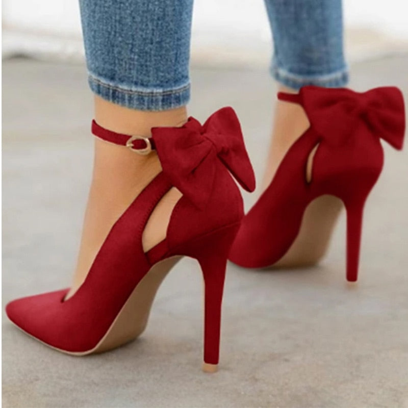Bowknot Pointed Toe High Heels - Fashion Damsel
