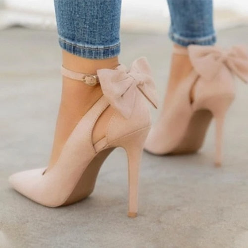 Bowknot Pointed Toe High Heels - Fashion Damsel