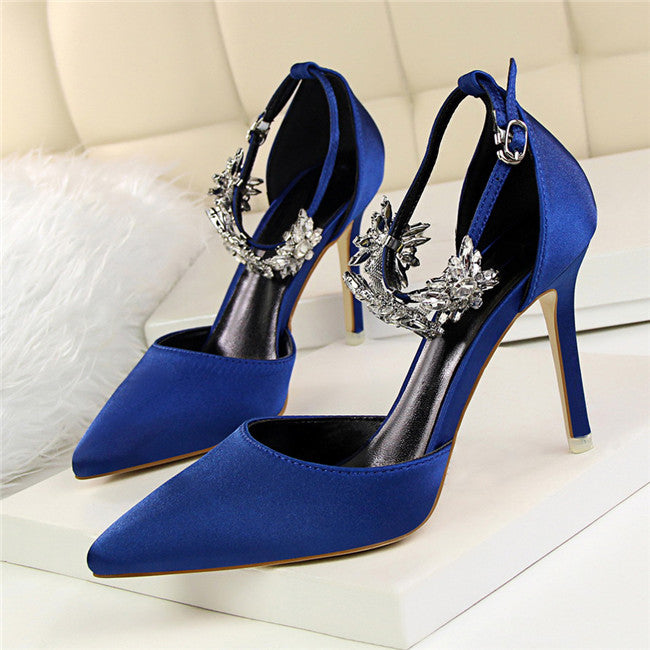 Elegant Rhinestone High Heel Pumps - Fashion Damsel