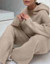 Two Piece Winter Knitted Sweat Suit Loungewear Hoodie - Fashion Damsel