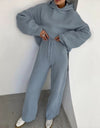 Two Piece Winter Knitted Sweat Suit Loungewear Hoodie - Fashion Damsel