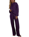 Two Piece Winter Knitted Sweat Suit Loungewear Hoodie - Fashion Damsel