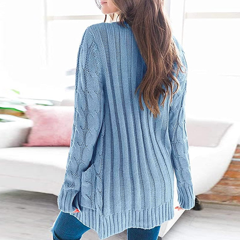 Knitted Cardigan V-Neck Button Sweater - Fashion Damsel