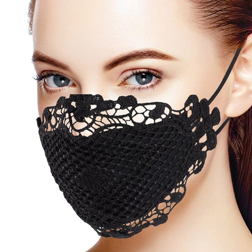 Washable Lace Elastic Face Mask - Fashion Damsel