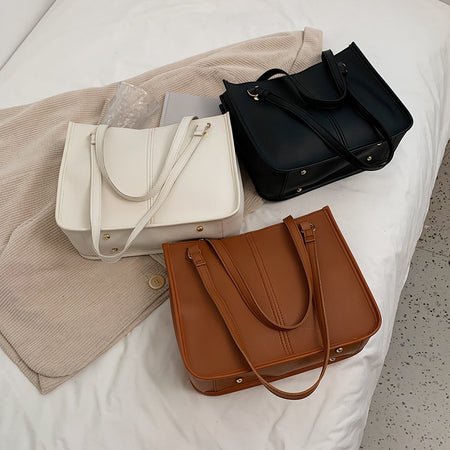 Large Nylon Solid Color Handbag Bags - Fashion Damsel