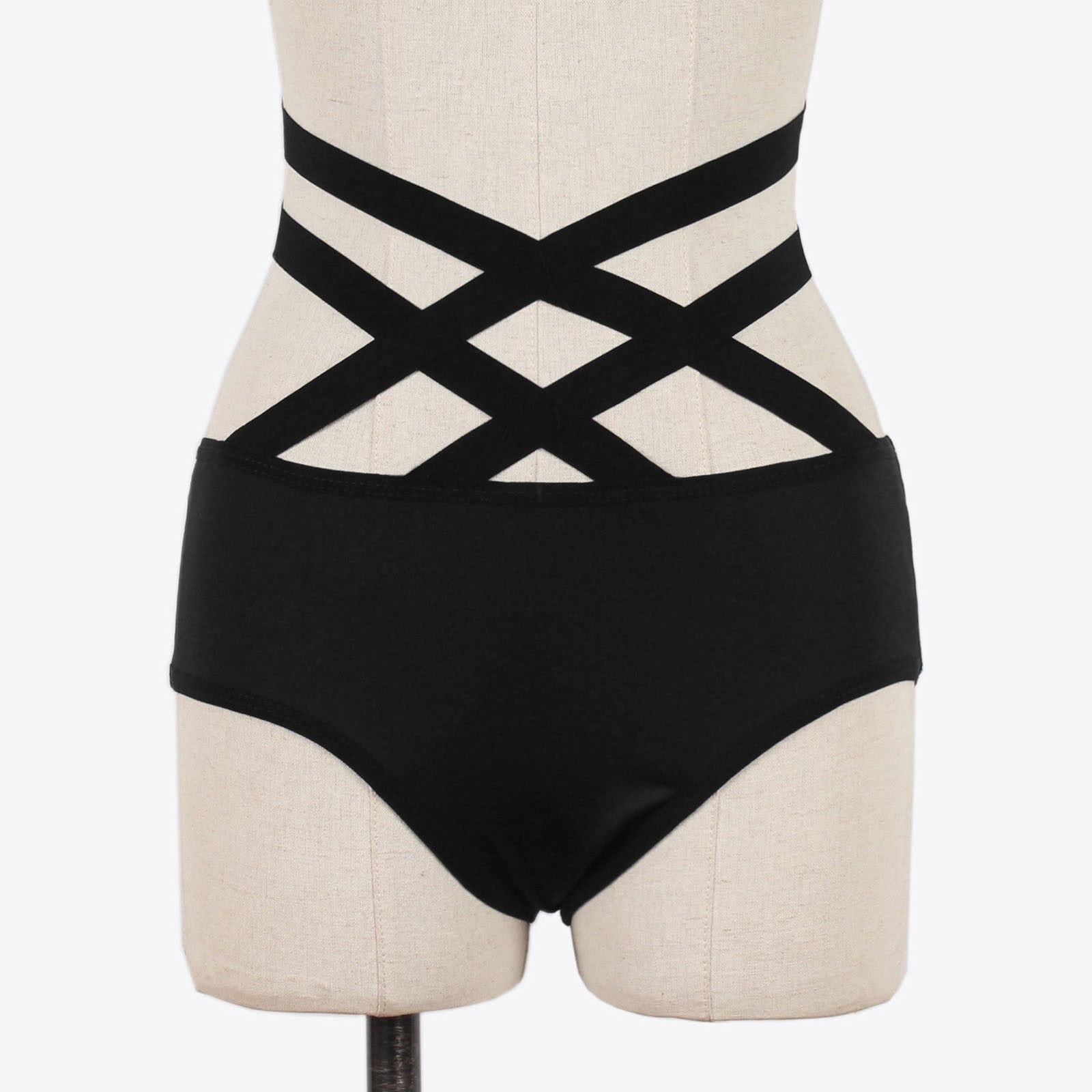 Strappy High Waist Brief Lingerie Underwear - Fashion Damsel