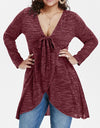 Irregular Hem Long V-neck Blouse - Fashion Damsel