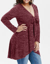 Irregular Hem Long V-neck Blouse - Fashion Damsel