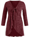 Irregular Hem Long V-neck Blouse - Fashion Damsel