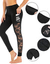 Side Pocket Silk Screen Design Sports  Lace Yoga - Fashion Damsel