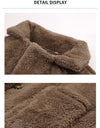 Leopard Print Plush Long Sleeve Button-Up Coat - Fashion Damsel