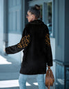 Leopard Print Plush Long Sleeve Button-Up Coat - Fashion Damsel