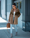 Leopard Print Plush Long Sleeve Button-Up Coat - Fashion Damsel