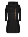 Side Zipper Plush Loose Coat Hooded Winter Jacket - Fashion Damsel