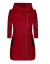 Side Zipper Plush Loose Coat Hooded Winter Jacket - Fashion Damsel