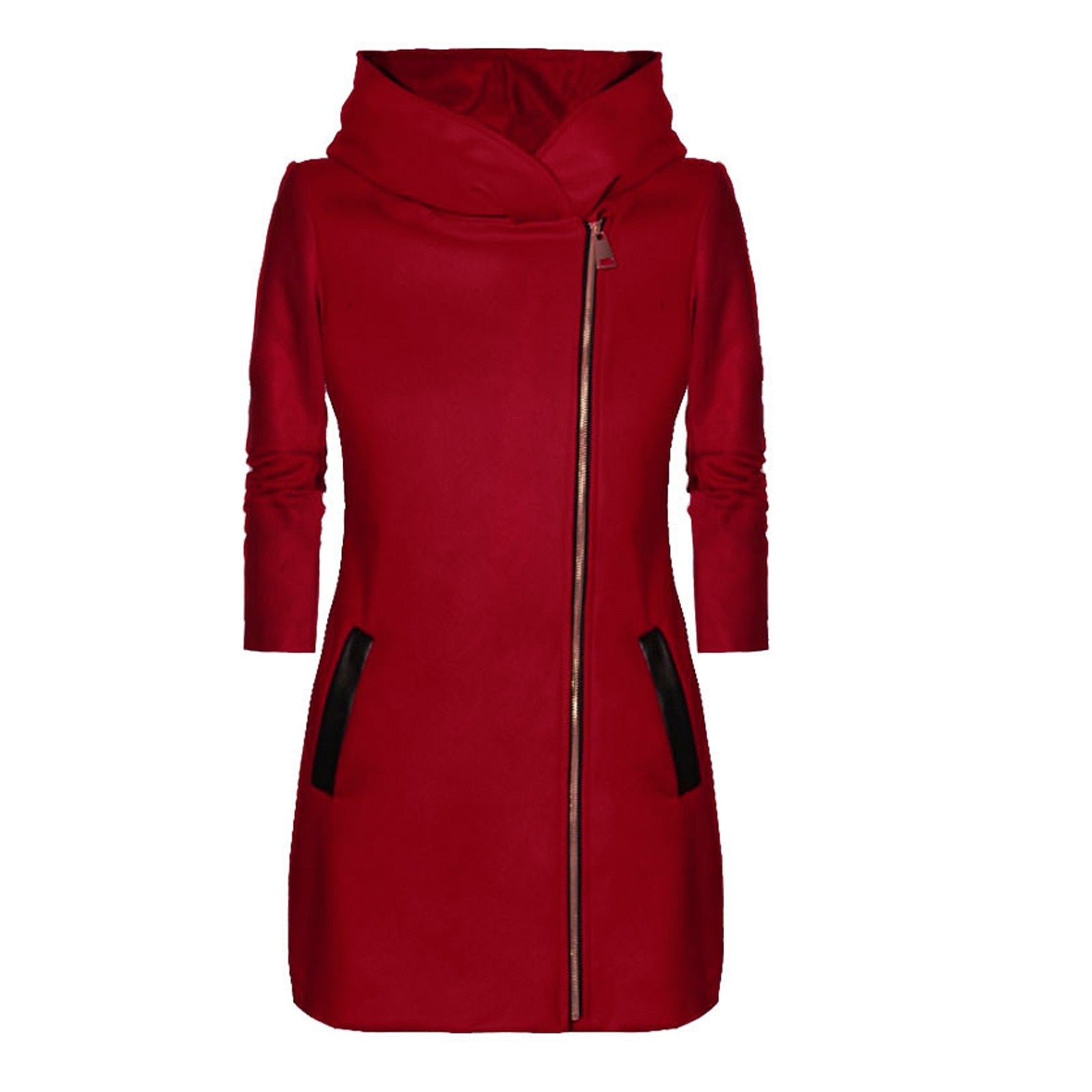 Side Zipper Plush Loose Coat Hooded Winter Jacket - Fashion Damsel