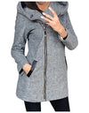 Side Zipper Plush Loose Coat Hooded Winter Jacket - Fashion Damsel