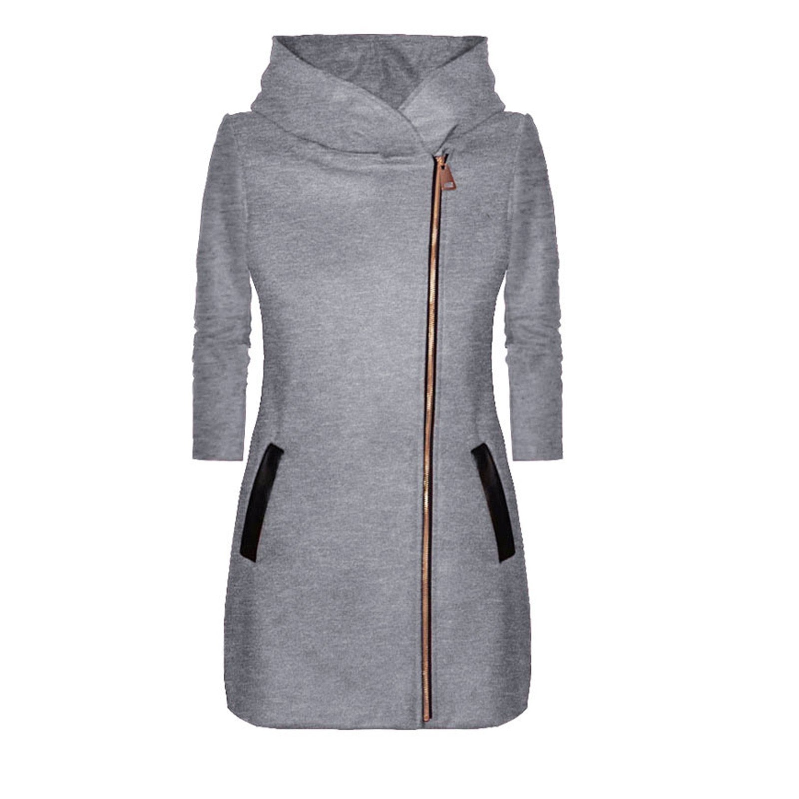 Side Zipper Plush Loose Coat Hooded Winter Jacket - Fashion Damsel